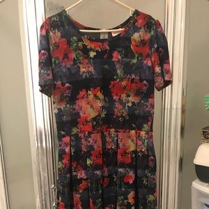 Lularoe Amelia 2Xl denim blue w watercolor floral